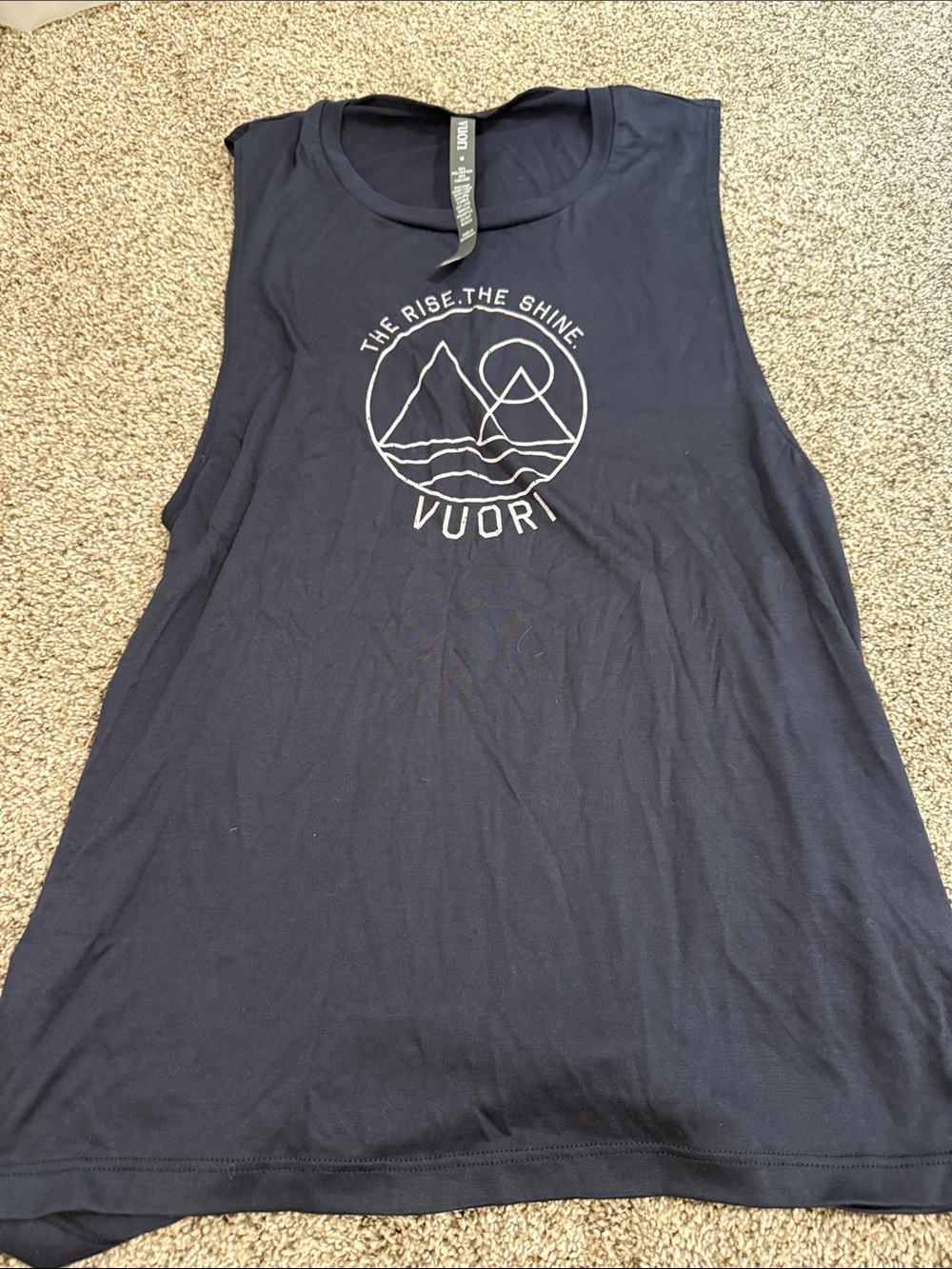 Vuori Navy Graphic Muscle Tank with Mountain Logo
